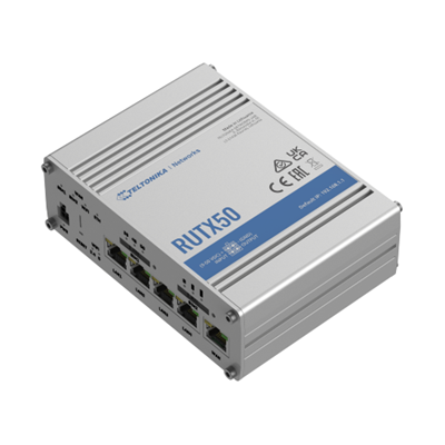 Teltonika RUTX50 WiFi 5 4G LTE/5G Cat 20 Router w/ 2 x Embedded SIM Slots