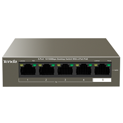 Tenda TEF1105P-4-38W 5-Port Unmanaged Desktop Fast Ethernet PoE Switch (35W)